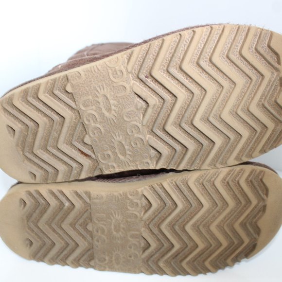 UGG Boots Big Kids Tall Brown Hayden Sheepskin Lining Rainbow Zipper ~5~ 5654 - Picture 13 of 15